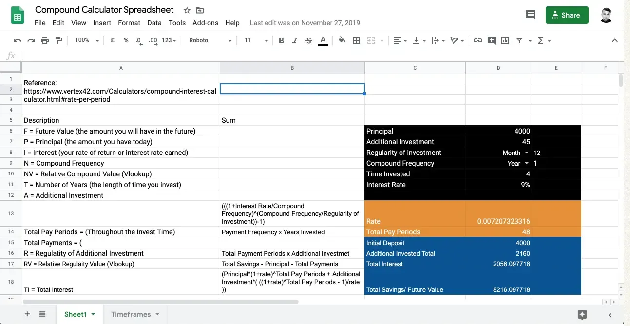 Setting up calculations in Google Sheets MVP